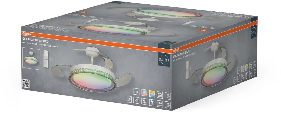 Osram Cierzo 1220mm LED Plafondventilator - Wit - 3000-6500K - Afstandsbediening