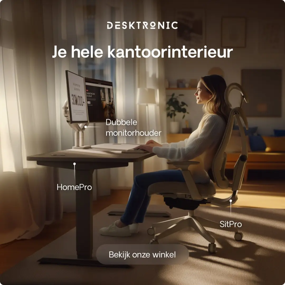 Desktronic HomePro Zit-sta Bureau 160x80cm - Grijs