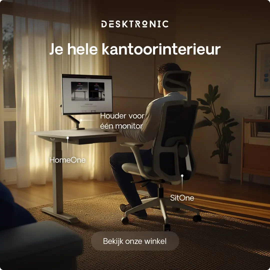 Desktronic HomeOne Zit-sta Bureau 160x80cm - Grijs/Wit