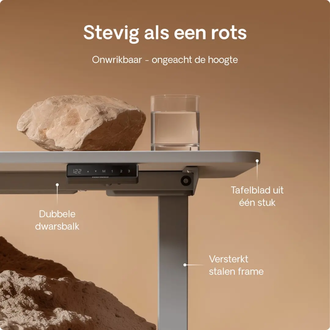 Desktronic HomeOne Zit-sta Bureau 160x80cm - Grijs/Wit
