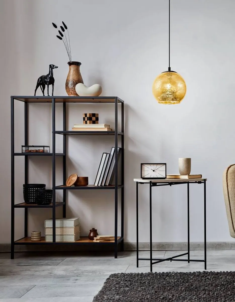 Eglo Albaraccin Hanglamp E27 - 5 Lichthoorns - Zwart/Goud - afbeelding 6 van 6