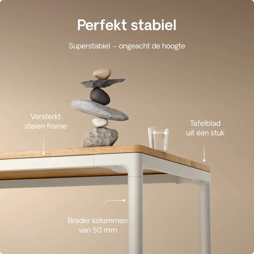 Desktronic HomeMax Zit-sta Bureau 160x80cm - Massief Eiken/Wit