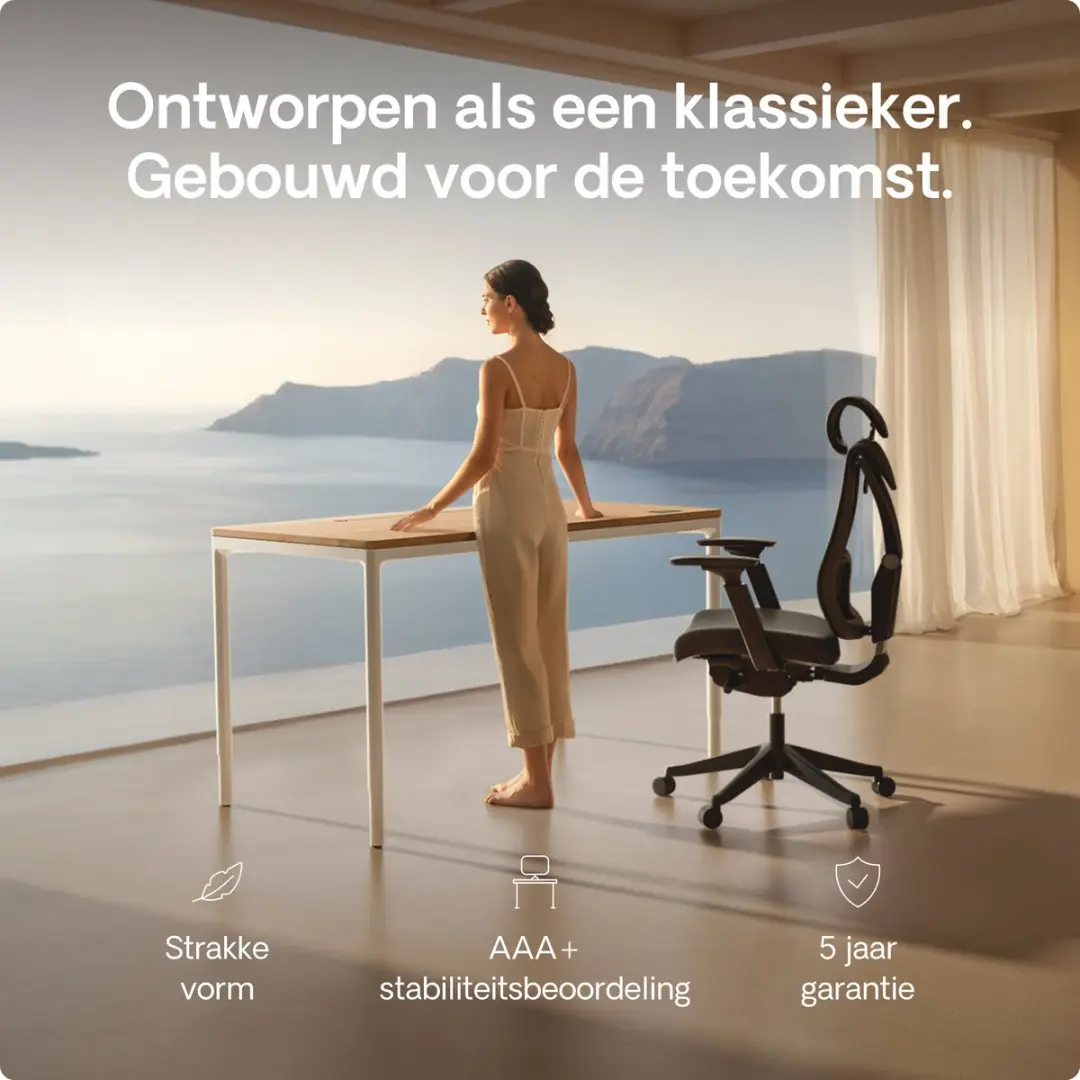 Desktronic HomeMax Zit-sta Bureau 160x80cm - Massief Eiken/Wit