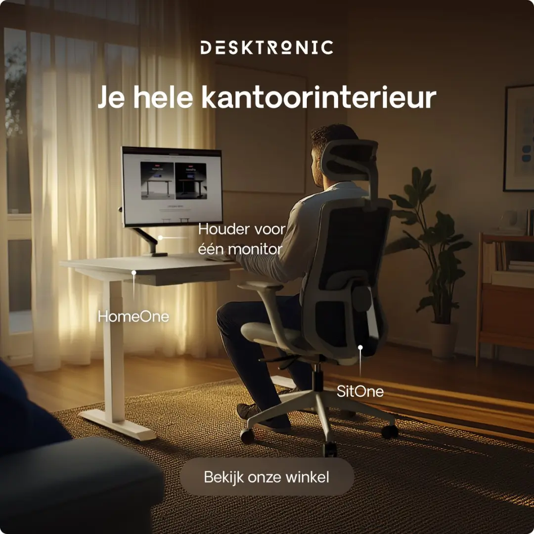 Desktronic HomeOne Zit-sta Bureau 140x70cm - Wit - 72-119cm