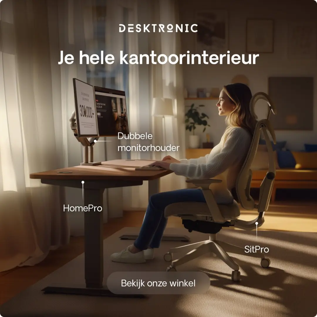 Desktronic HomePro Zit-sta Bureau 120x60cm - Grijs/Notenhout
