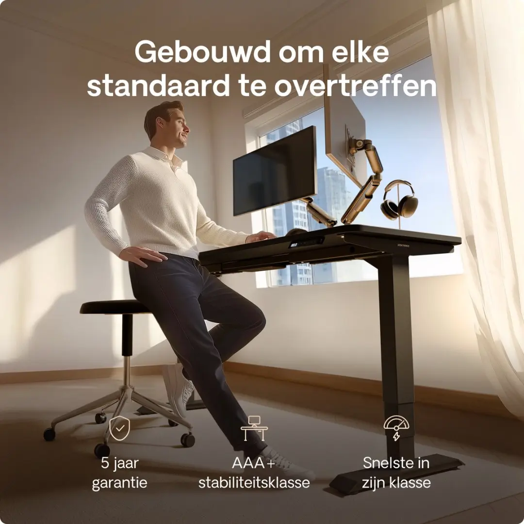 Desktronic HomePro Zit-sta Bureau 140x70cm - Zwart - 62-126cm
