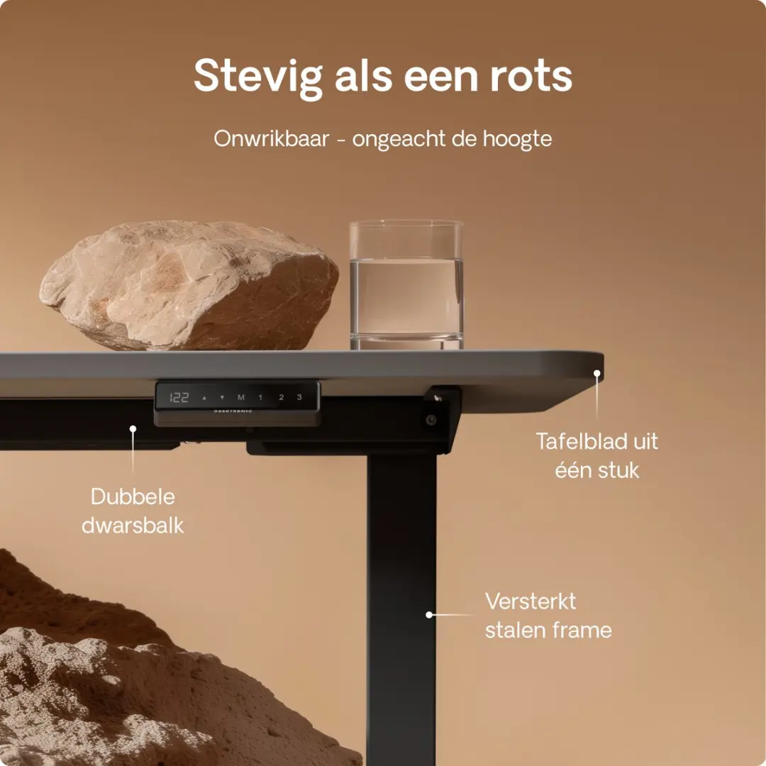 Desktronic HomeOne Zit-sta Bureau 120x60cm - Zwart/Grijs