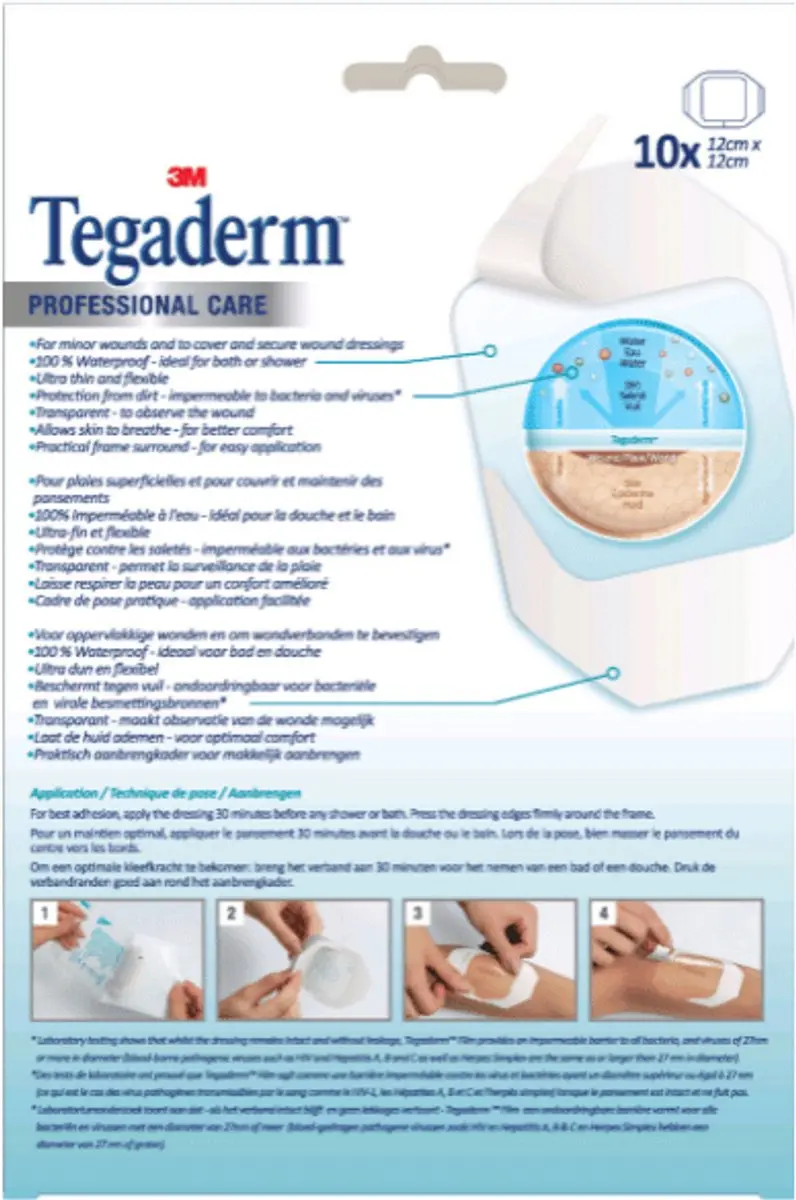 3M Tegaderm 1632-P-10 Transparant Filmverband 12x12cm - 10 Stuks
