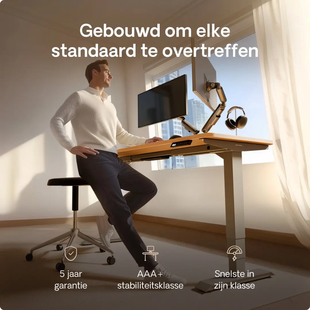 Desktronic HomePro Zit-sta Bureau 200x80cm - Grijs/Eiken