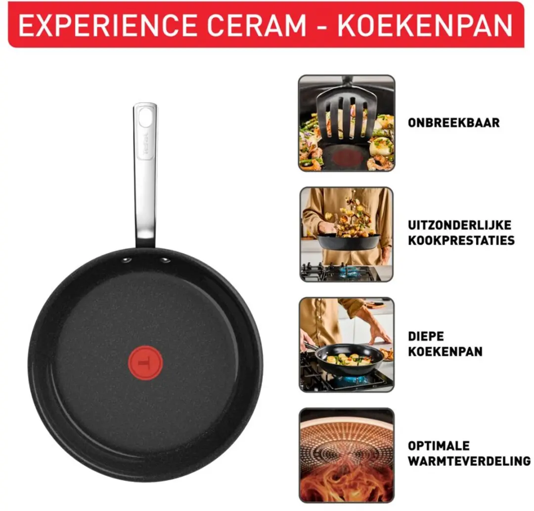 Tefal Experience Ceram G2229143 Pannenset - 3-delig - Zwart