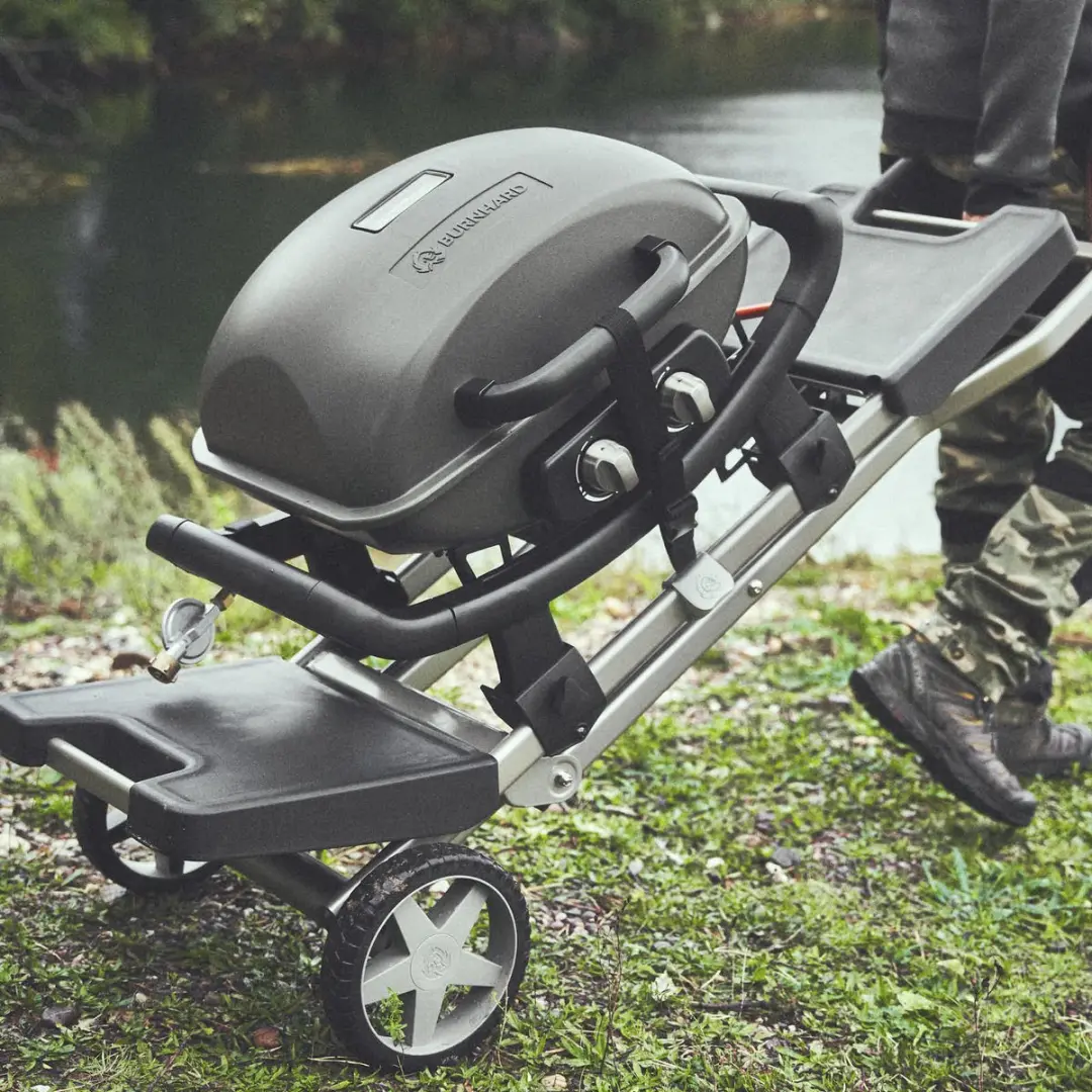 Burnhard Wayne BBQ Trolley - Massief stalen frame - Kunststof zijtafels