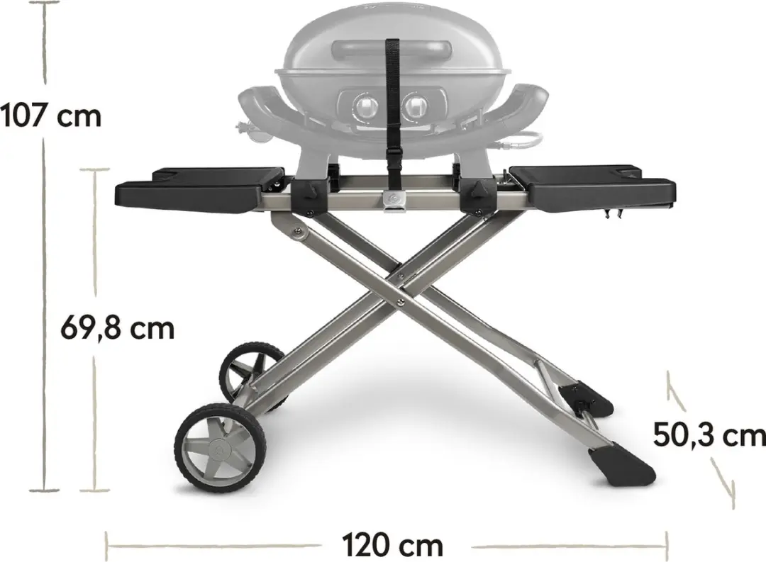 Burnhard Wayne BBQ Trolley - Massief stalen frame - Kunststof zijtafels - afbeelding 6 van 6