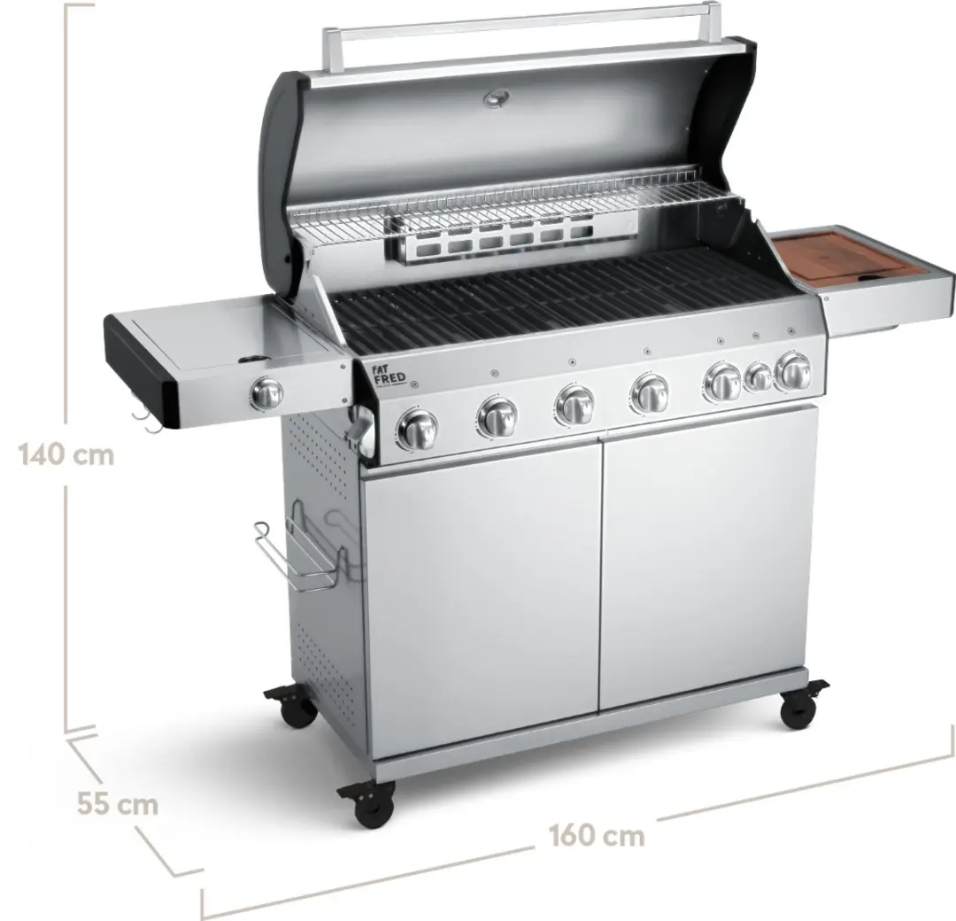 Burnhard Fat FRED 6-Brenner Gasgrill Series 3 - 90,5cm - Zwart