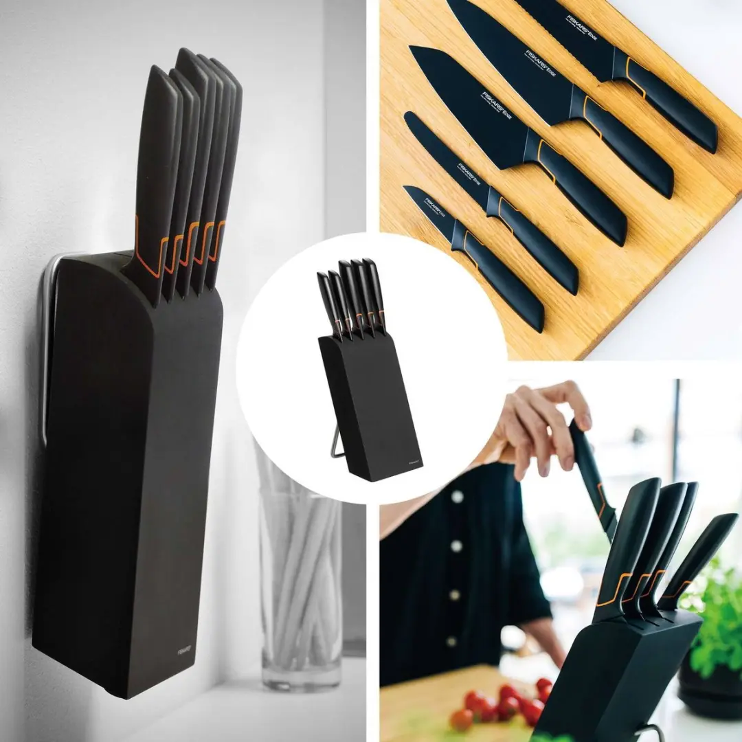 Fiskars Edge Messenset 5-delig - Messenblok Zwart/Oranje