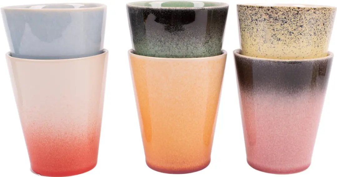 Kade 171 Fire Koffiemokset - 6 Stuks 310ml - Meerkleurig