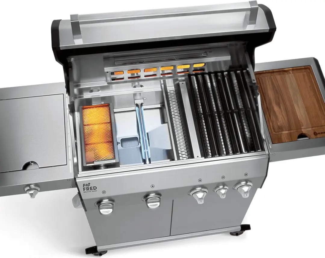 Burnhard Big FRED Deluxe Series 3 Gasbarbecue 4 Branders - 72cm - Zilver