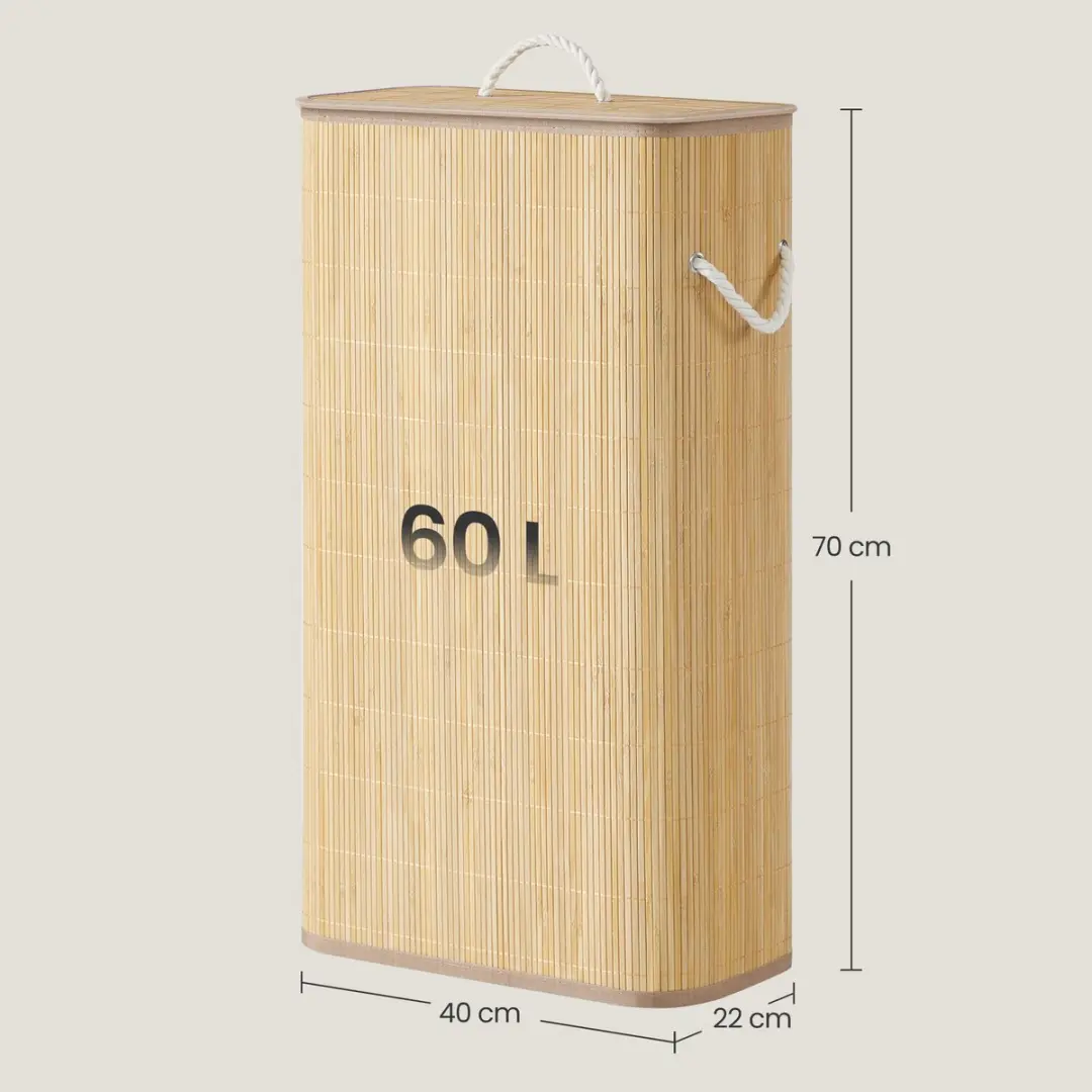 Songmics Wasmand met Deksel Bamboe - 60L