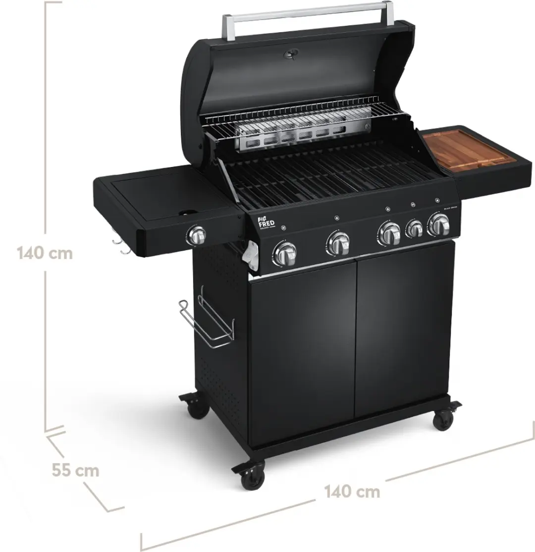 Burnhard Big FRED Black Series 3 Gasbarbecue 4 Branders - 72cm - Zwart