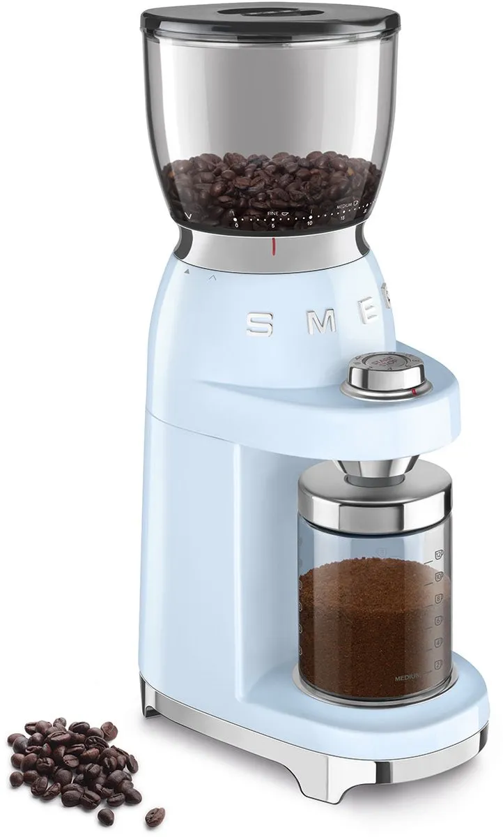 Smeg CGF01PBEU Elektrische Koffiemolen - Pastelblauw - 30 Maalstanden - afbeelding 6 van 6