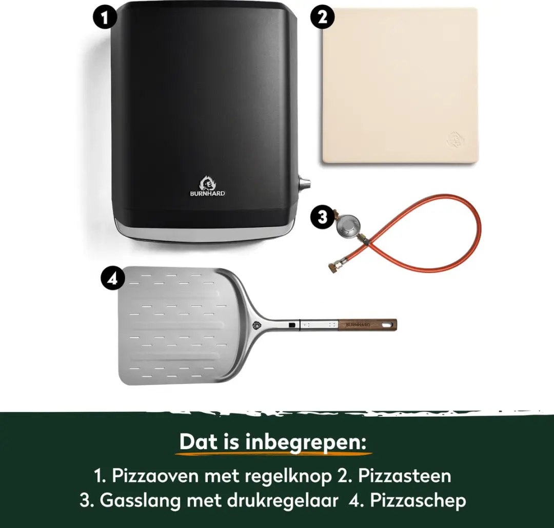 Burnhard Tony Gas Pizzaoven 5,9 kW - Draagbaar - 29cm - Incl. pizzasteen & schep