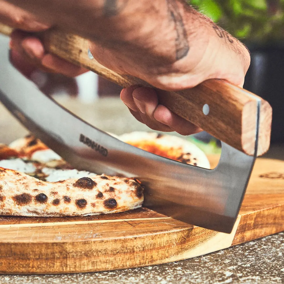 Burnhard Pizzasnijder Acaciahouten Handvat 35,5cm - Met Hoes