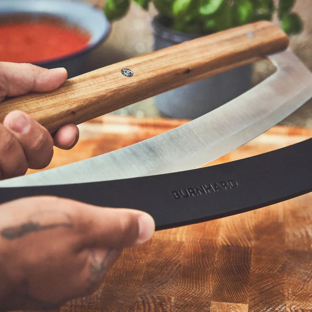 Burnhard Pizzasnijder Acaciahouten Handvat 35,5cm - Met Hoes