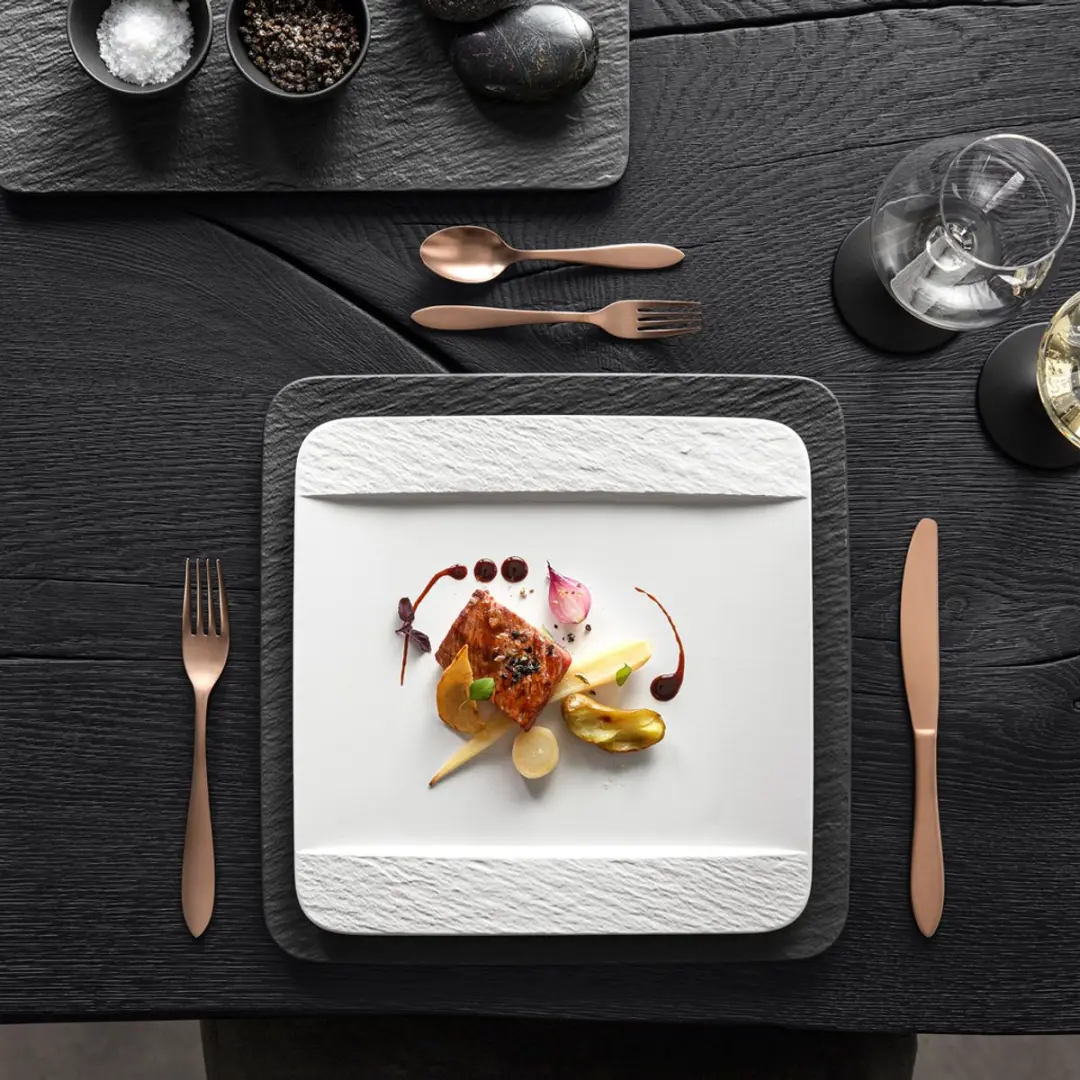 Villeroy & Boch Manufacture Rock Blanc Speiseteller 28x28cm - 6 Stuks - afbeelding 4 van 5