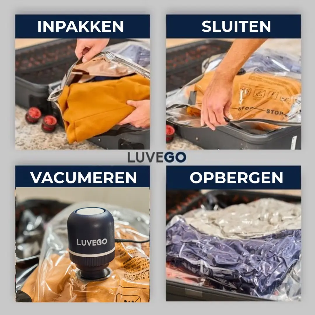 Luvego Vacuumzakken Kleding & Dekbedden 23 Stuks - 5 Maten - Incl. Elektrische Pomp