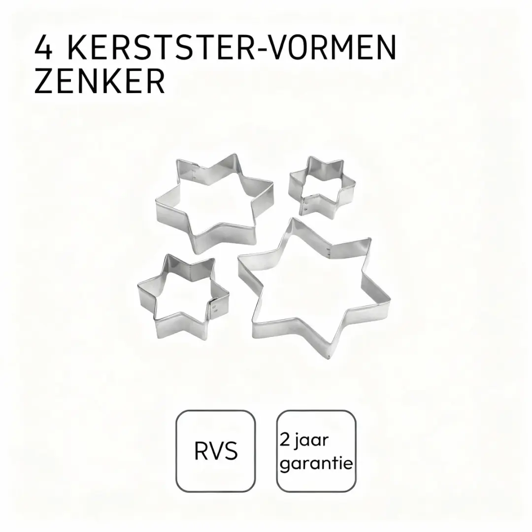 Zenker Kerstuitstekers Set - 4 Stuks Roestvrij Staal