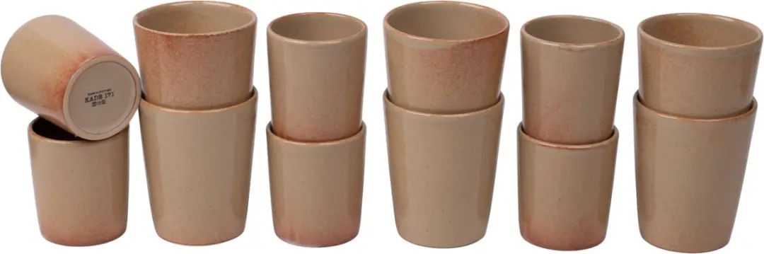 Kade 171 Maia Koffiekopjesset 12 Stuks - 150ml & 250ml - Zandkleur