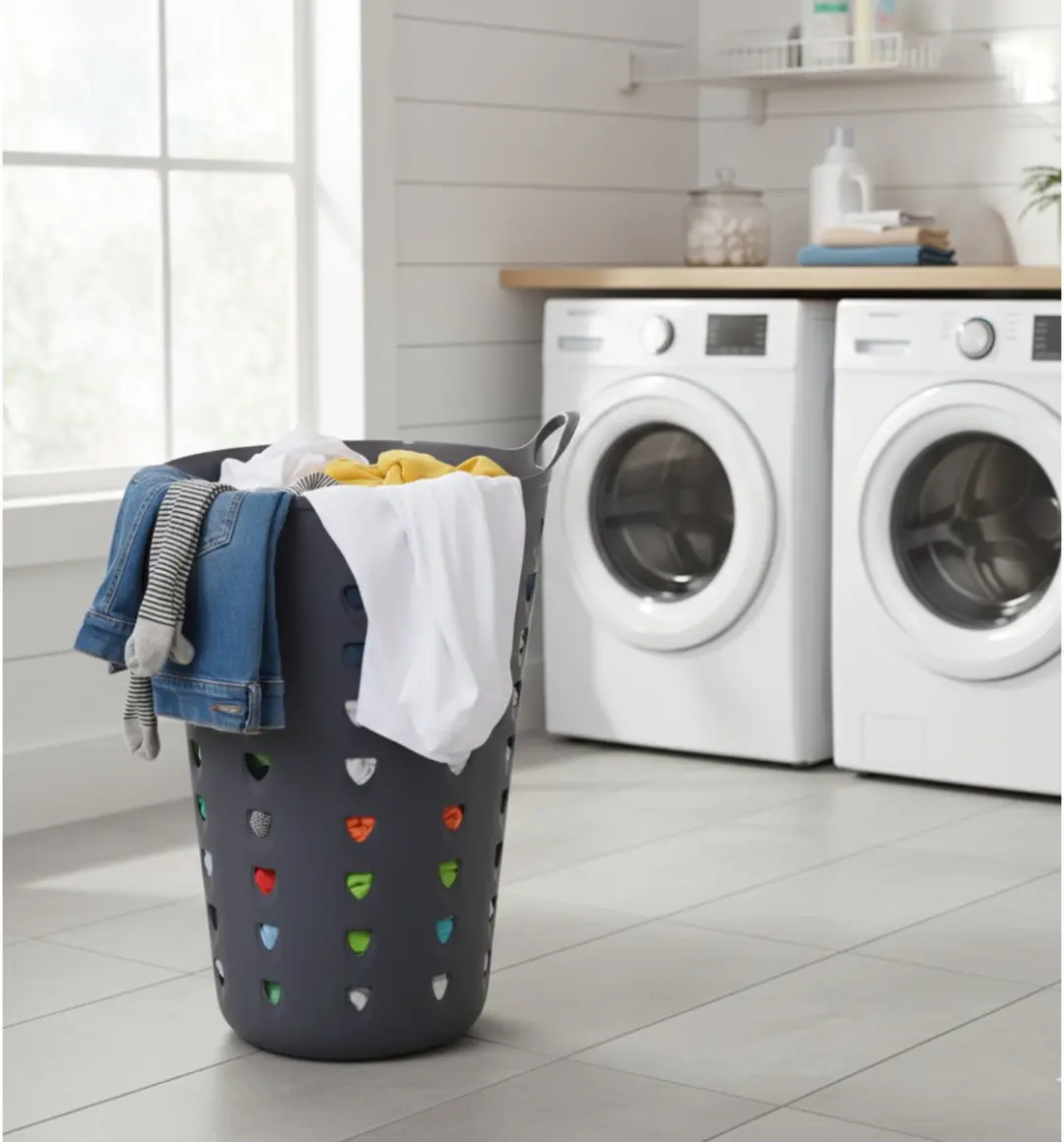 Excellent Houseware Flexibele Wasmand 2x - 60L - Antraciet