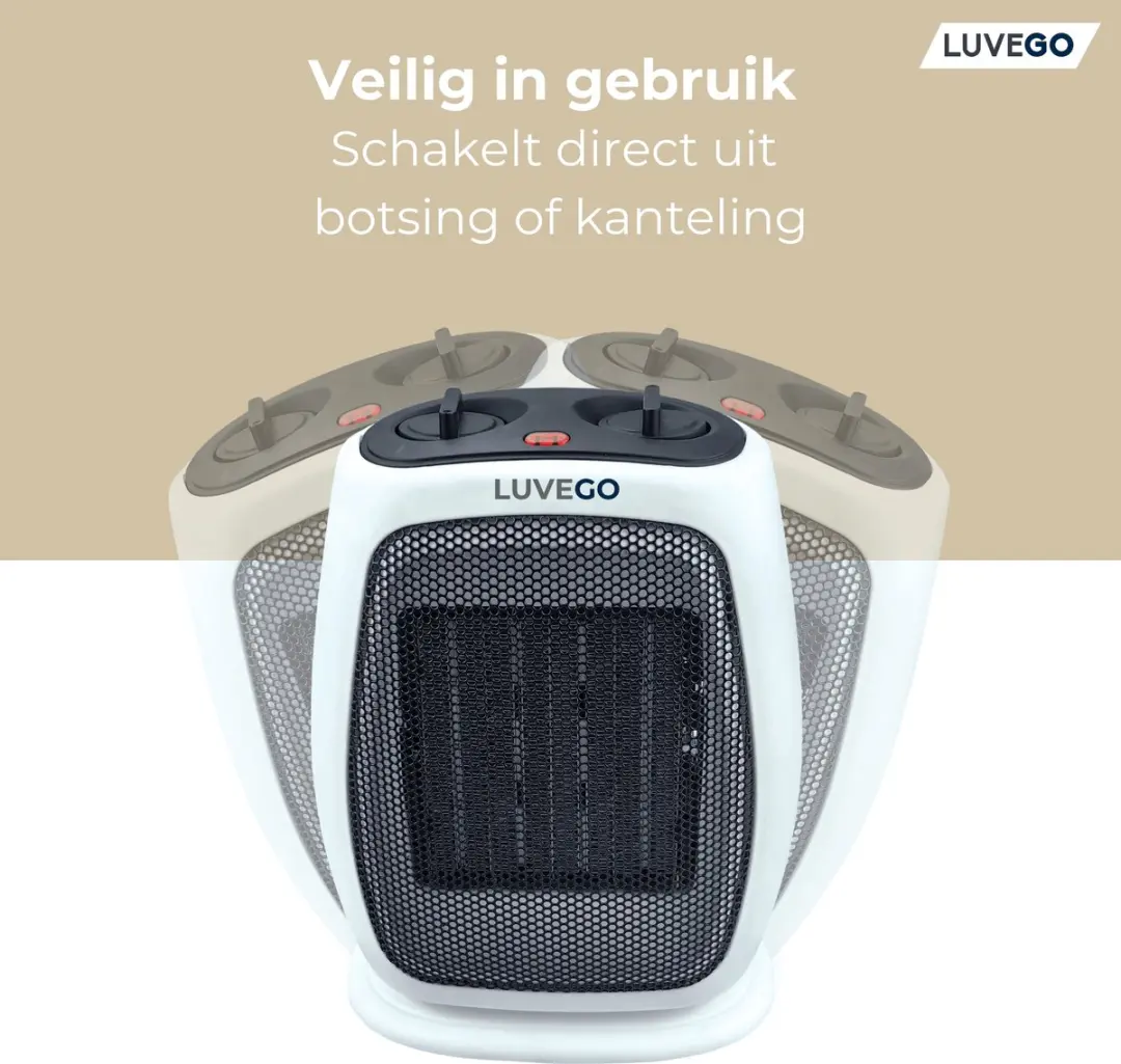 Luvevo Keramische Ventilatorkachel 1800W - 9 standen - Premium Wit