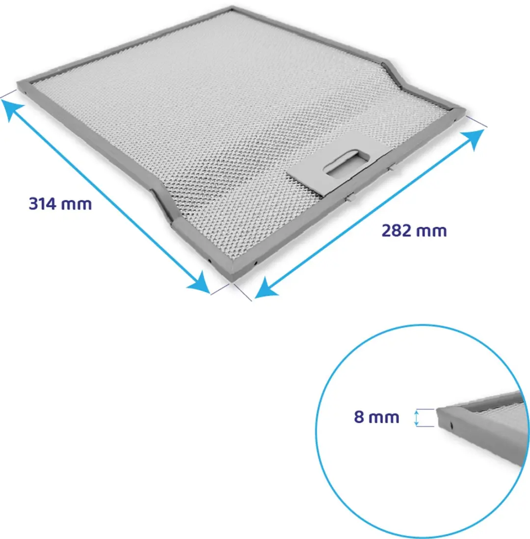 Whirlpool Metaalfilter 481248058334 - 282x314x8mm