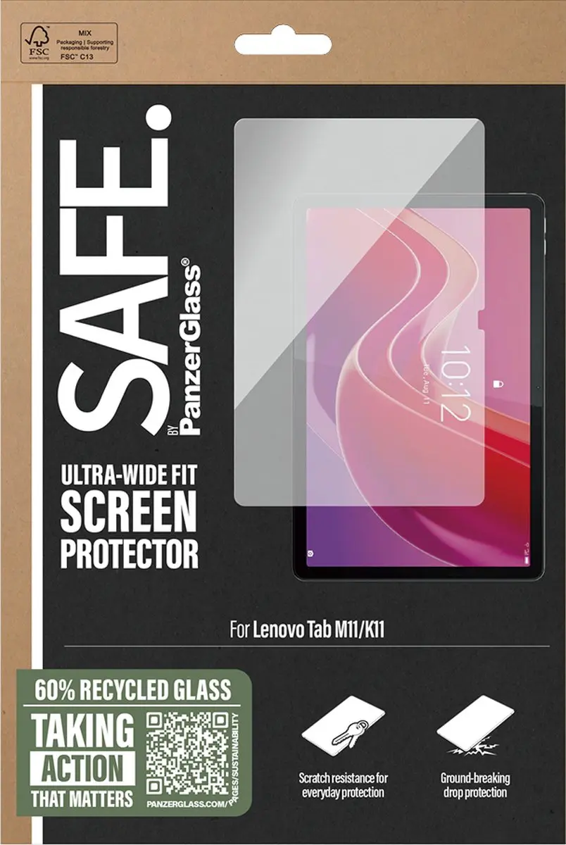PanzerGlass SAFE. Lenovo Tab P11 Schermbeschermer - Ultra-Wide Fit - Doorzichtig