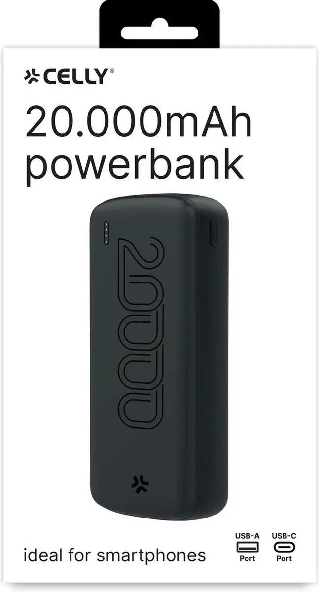 Celly Evo Powerbank PBE20000EVOBK 20000mAh - 10W - 2x USB - Zwart