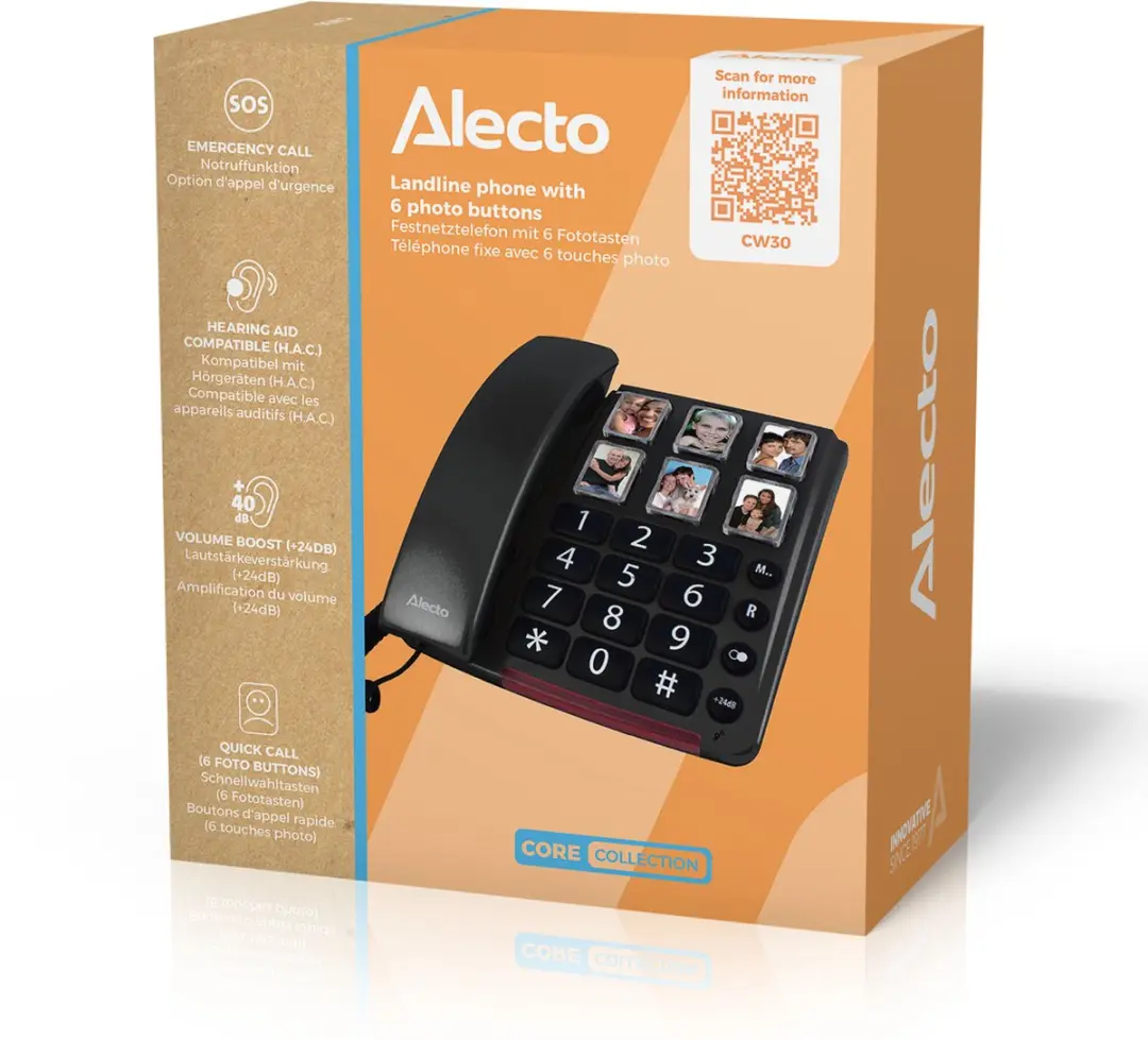 Alecto CW30 Senioren Telefoon - Extra luid gespreksvolume - Zwart