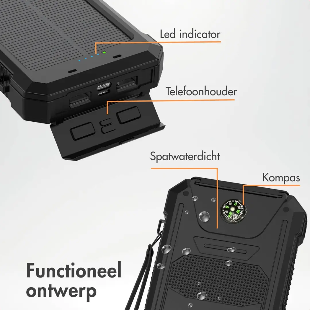 Imoshion SH00084422 Solar Powerbank 20.000mAh - Zwart - afbeelding 6 van 6