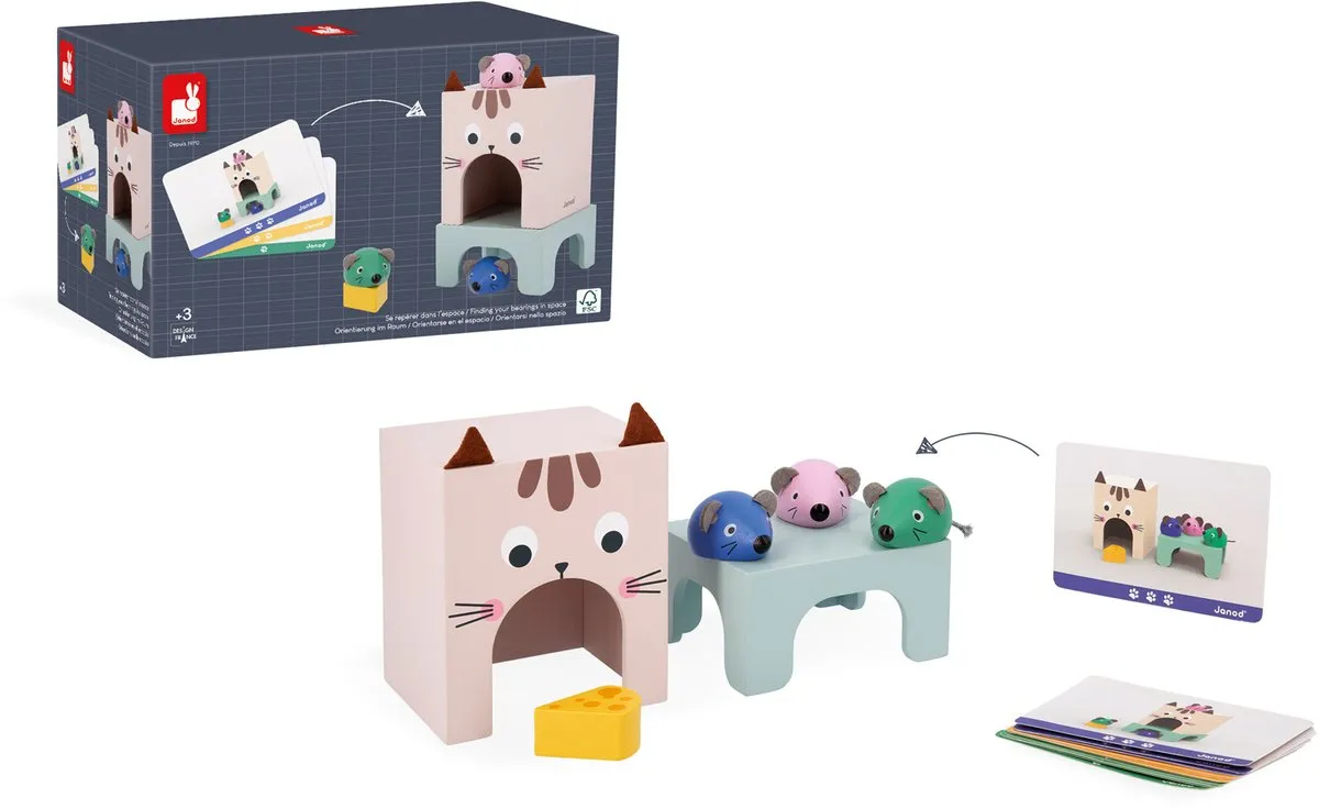 Janod 5078 Educatief Kat-en-Muisspel - Ruimtelijk Inzicht - Multi Color - afbeelding 6 van 6