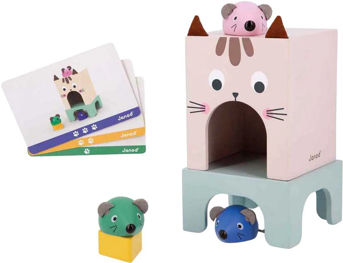 Janod 5078 Educatief Kat-en-Muisspel - Ruimtelijk Inzicht - Multi Color