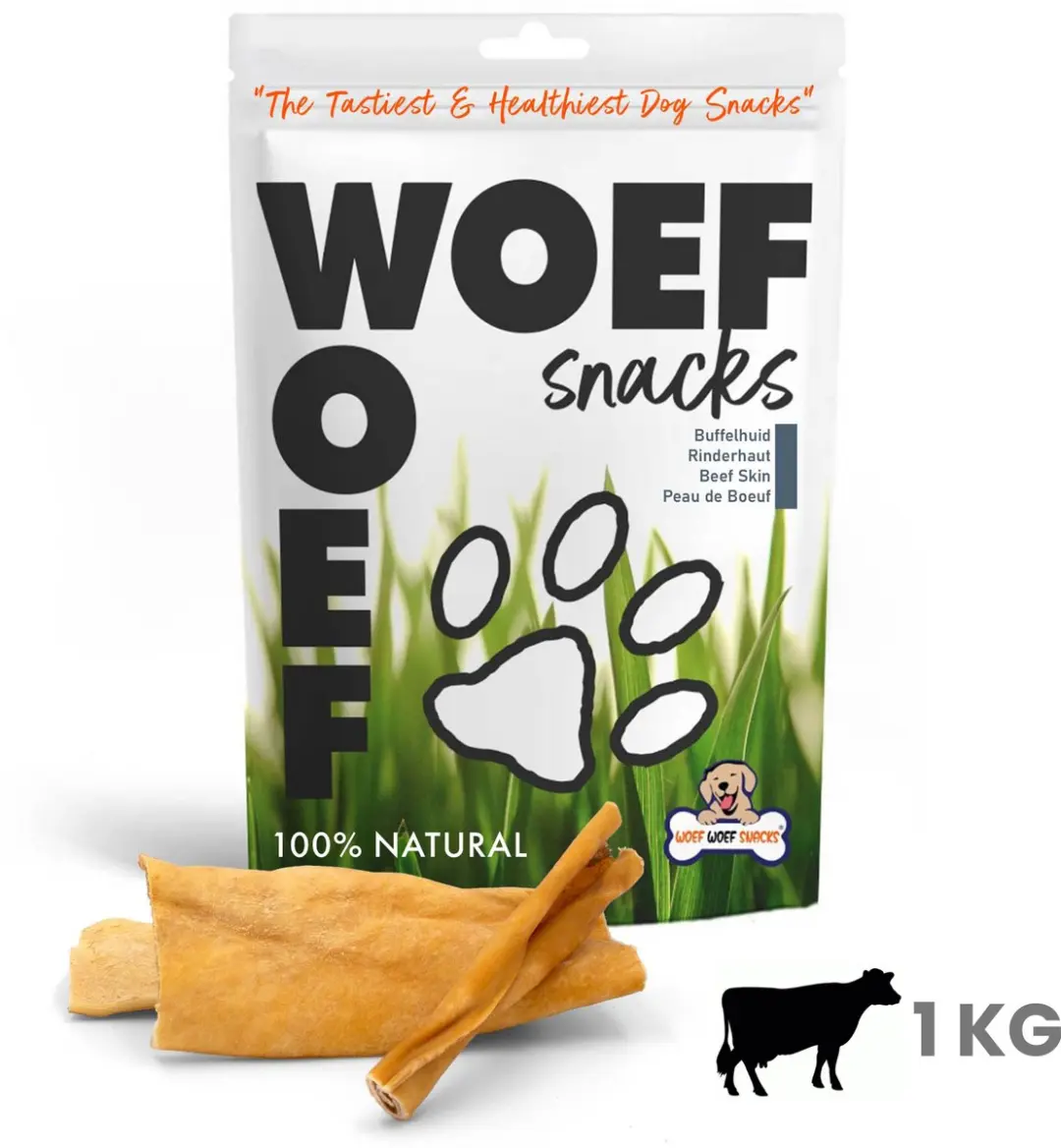 Woef Woef Snacks Runderkophuiden Kauwsnacks 1.00KG