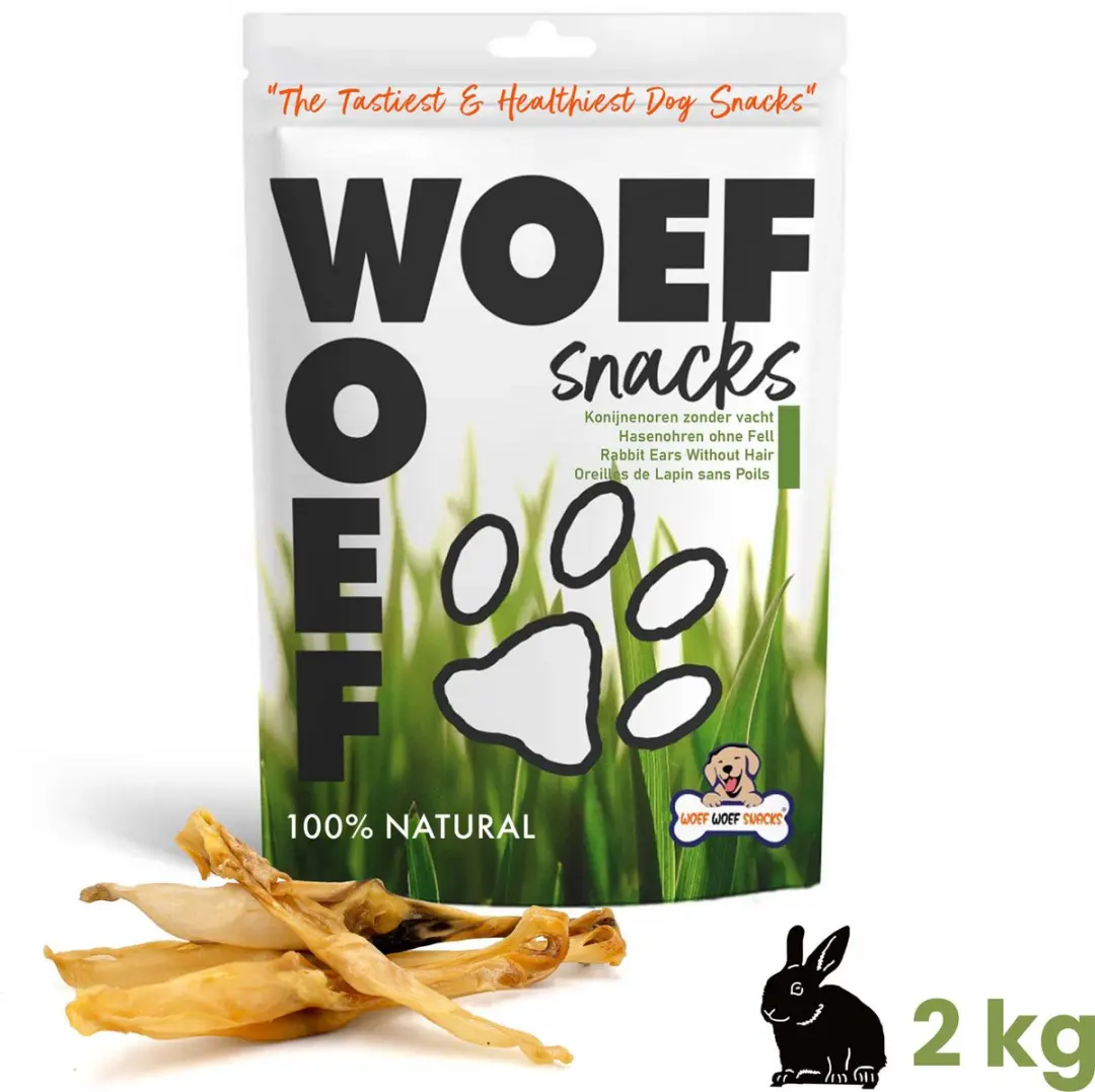 Woef Woef Snacks Konijnenoren Hondensnacks 2.0KG