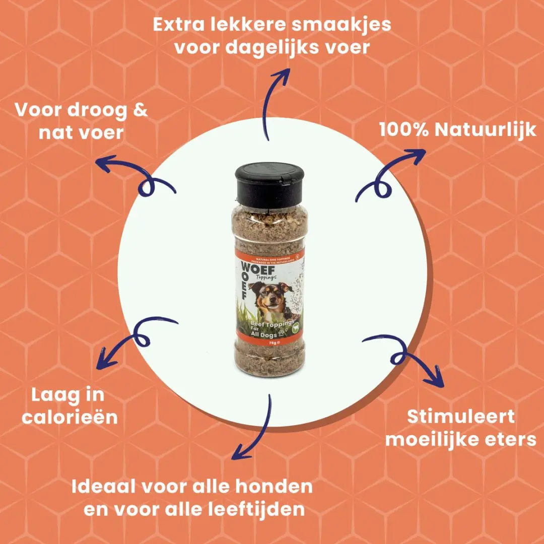 Woef Woef Snacks Runder Toppings Hondensnacks 80g