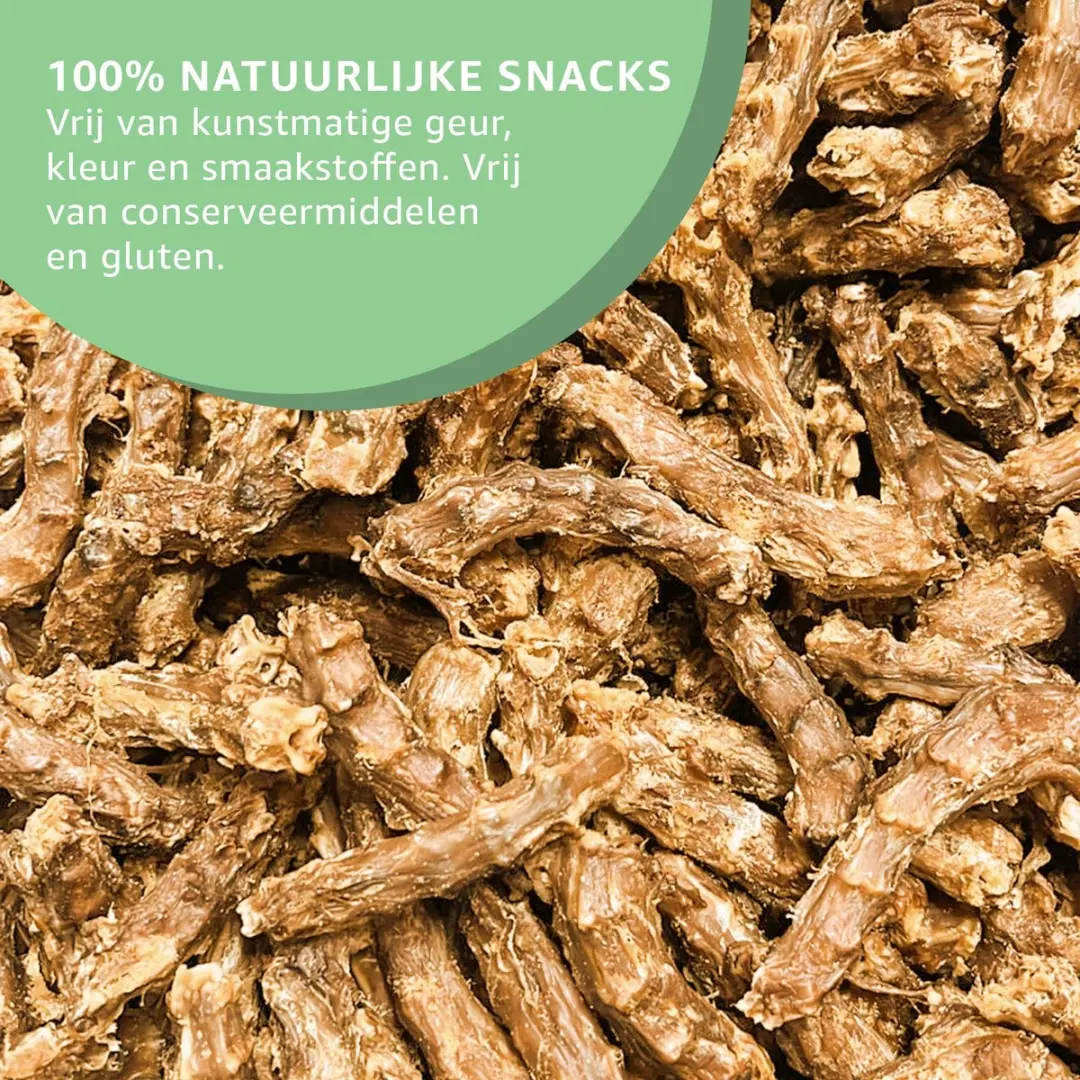 Woef Woef Snacks Kippennekken 5kg - Gedroogd Kip - 325 Stuks