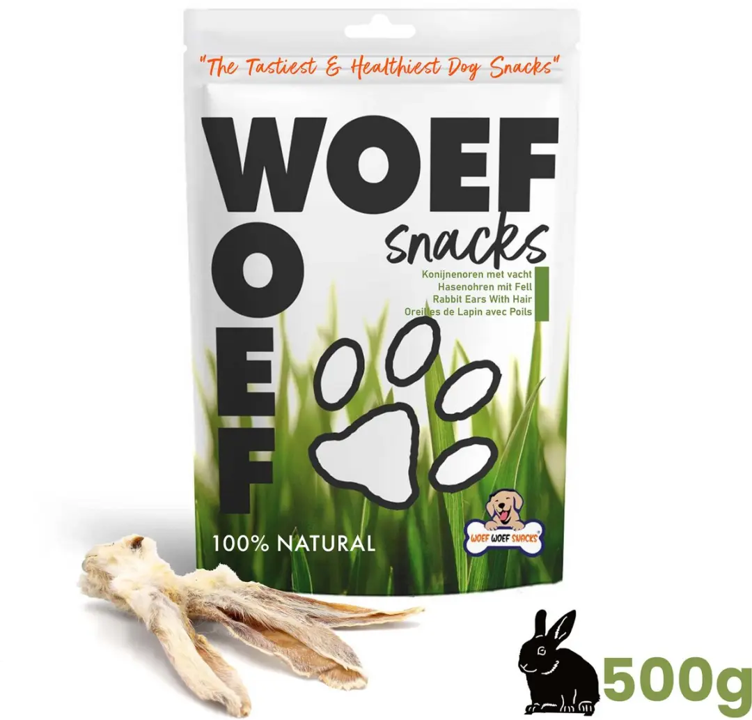 Woef Woef Snacks Konijnenoren Kauwsnacks 0,5kg