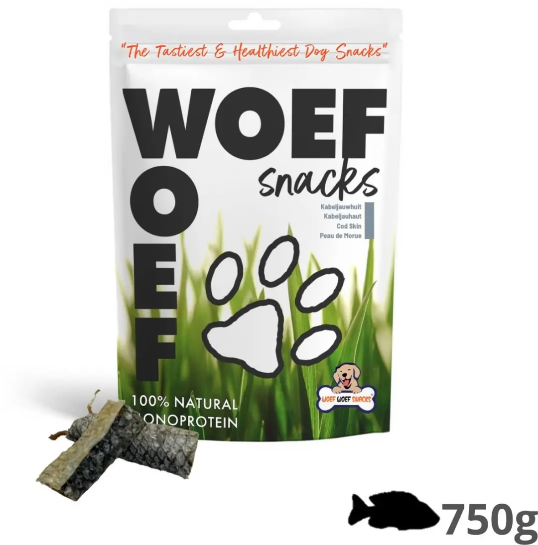 Woef Woef Snacks Kabeljauwhuid Hondensnacks 750g - 35 Stuks