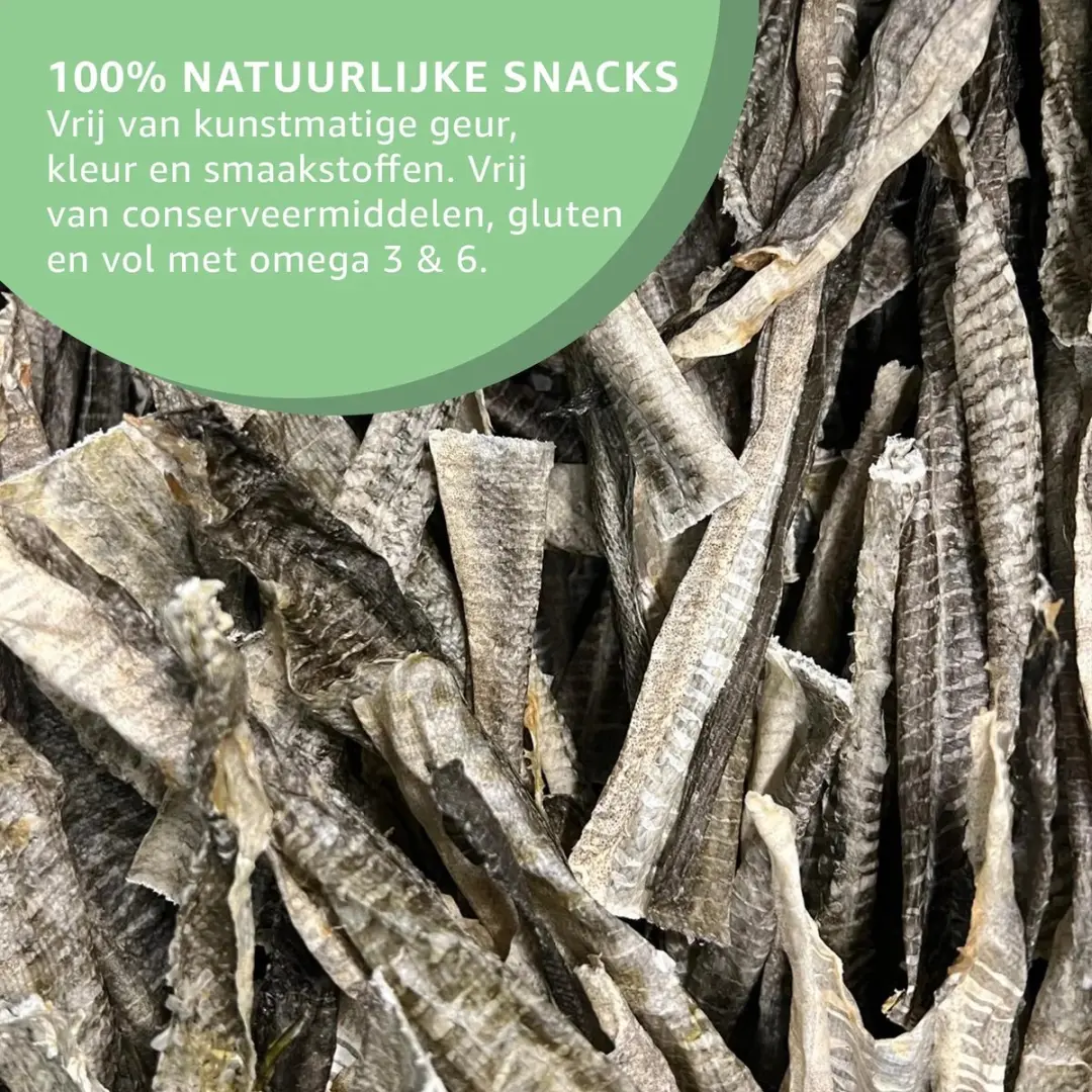 Woef Woef Snacks Kabeljauwhuid Hondensnacks 750g - 35 Stuks