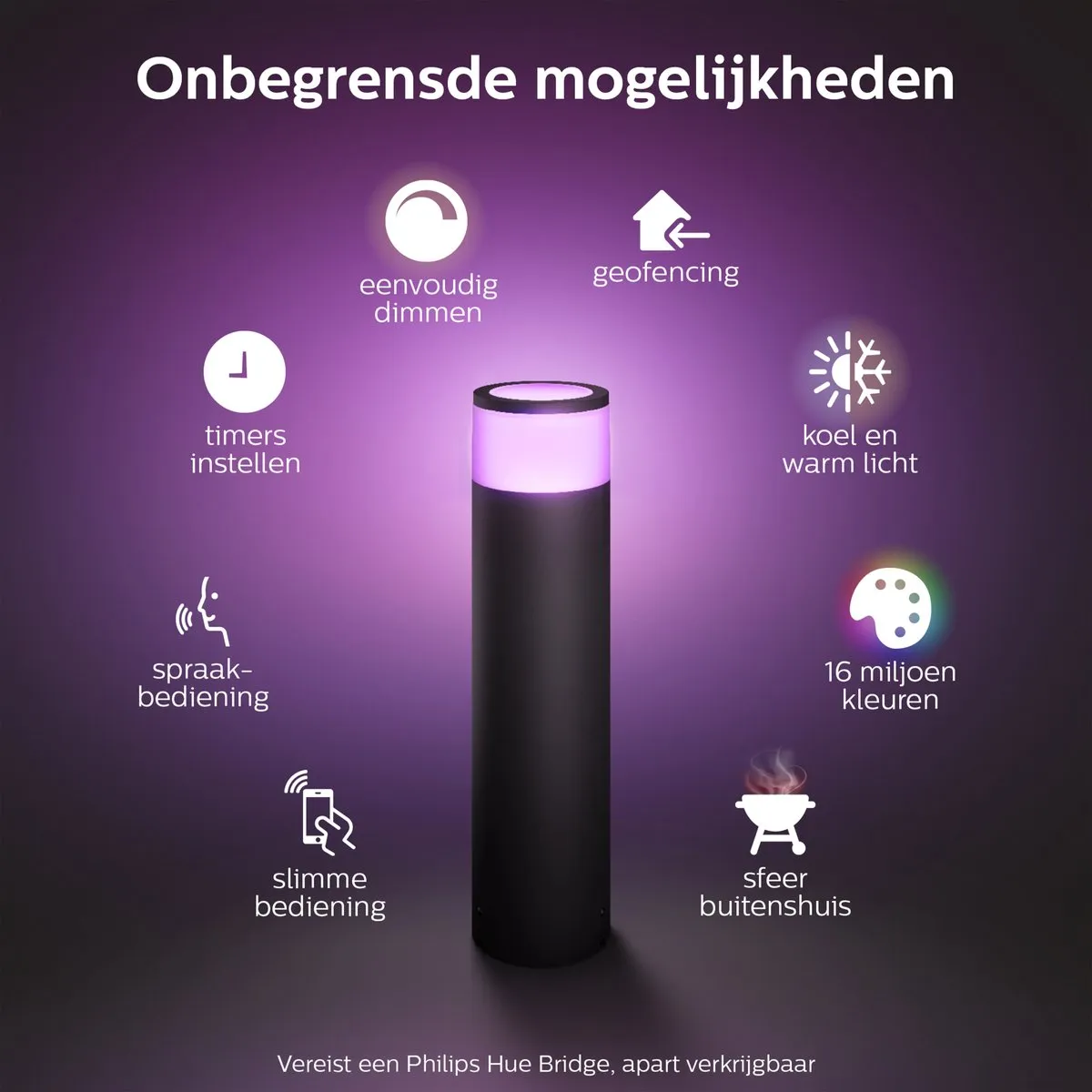 Philips Hue Calla Sokkellamp - Zwart