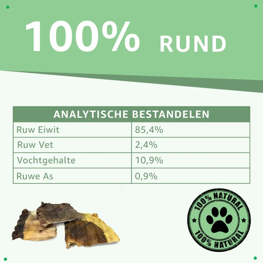 Woef Woef Snacks Runderkophuid Kauwsnacks 1kg - 25 Stuks