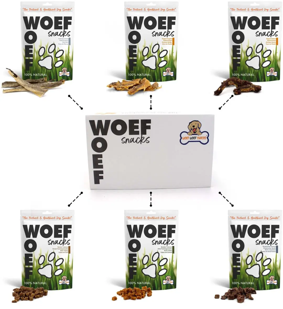 Woef Woef Snacks Hondensnacks Kauwsnacks - 1kg - 6 Stuks