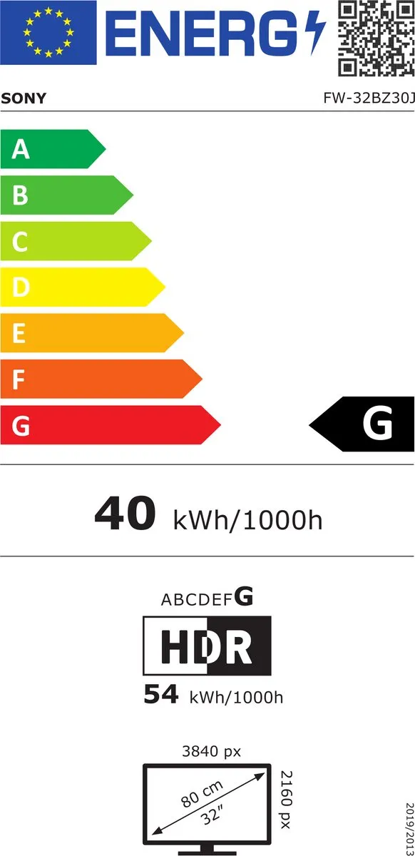 Sony BRAVIA FW-32BZ30J1 Signage Display 32" 4K HDR - Zwart